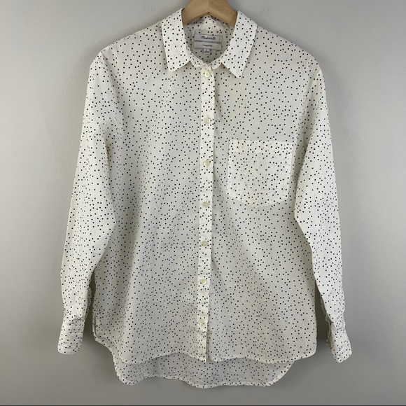 MADEWELL White and Black Polka Dot Scatter Ex-Boyfriend Oversized Button Down - Picture 3 of 12